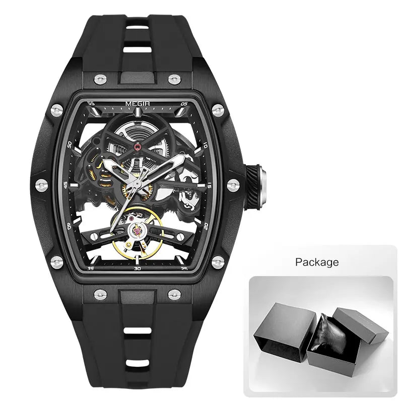 MEGIR 2242 Blue Skeleton Automatic Watch