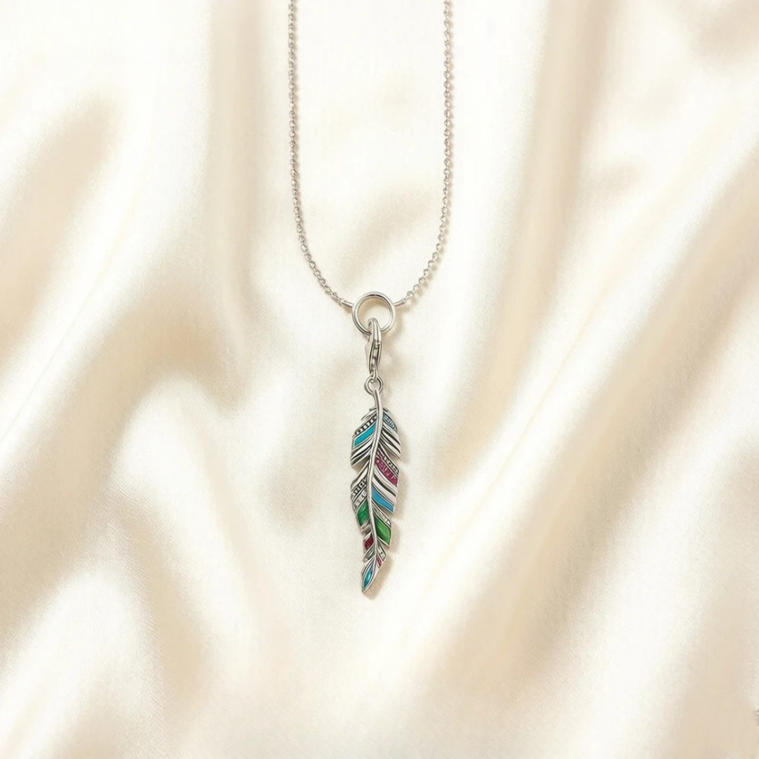 Colorful Feather Pendant Necklace
