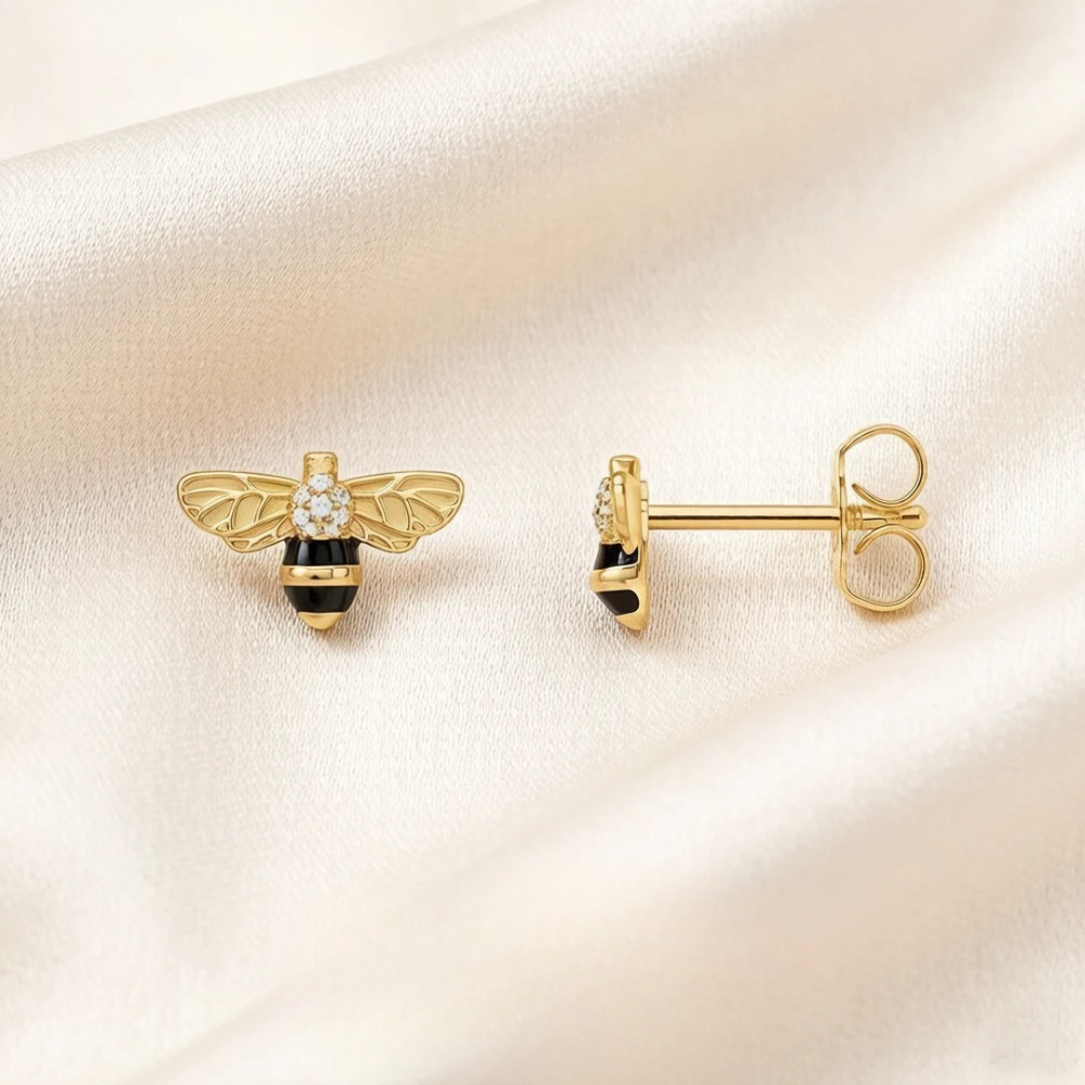 Bee Dancer Sterling Silver Stud Earrings