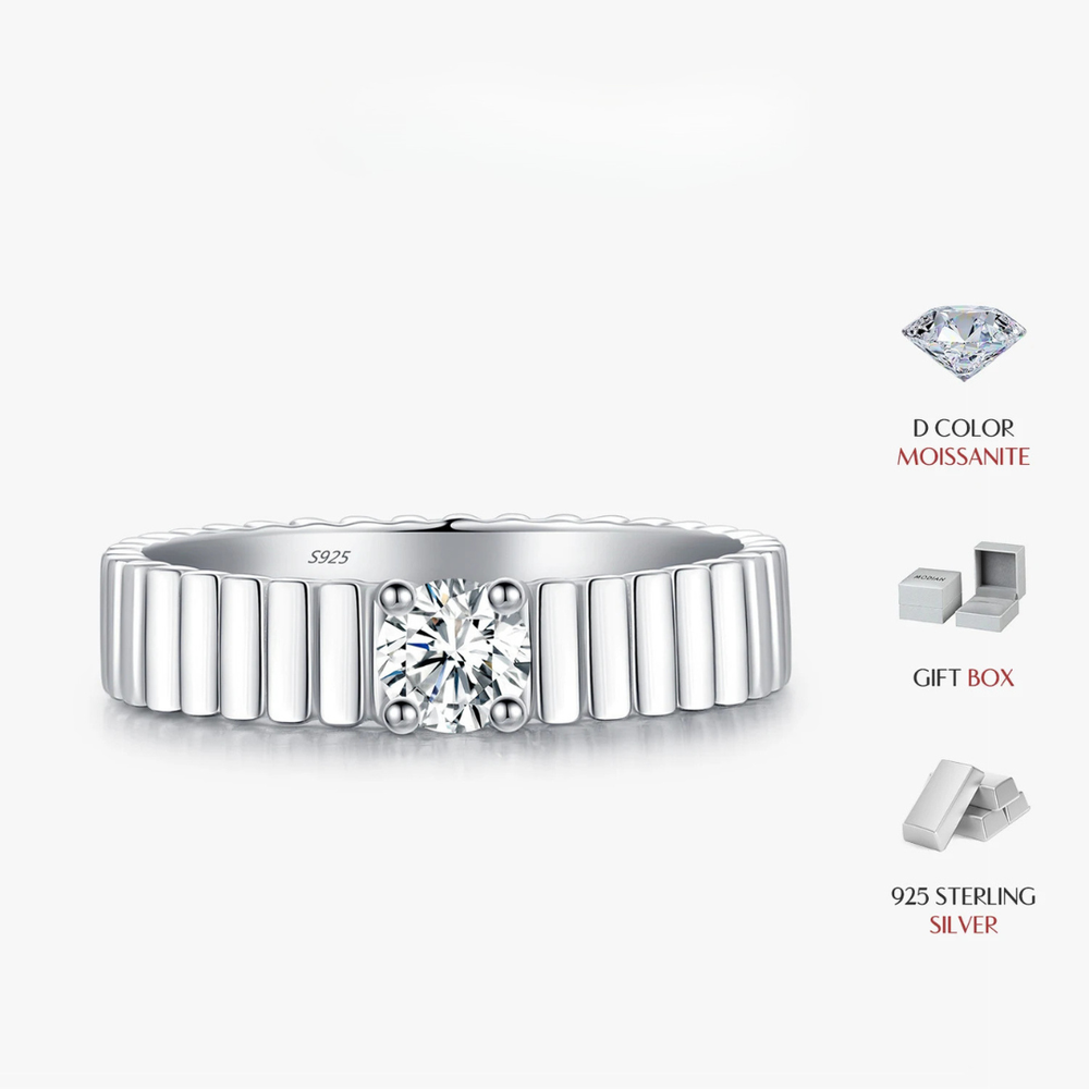 Ribbed Moissanite Band Ring