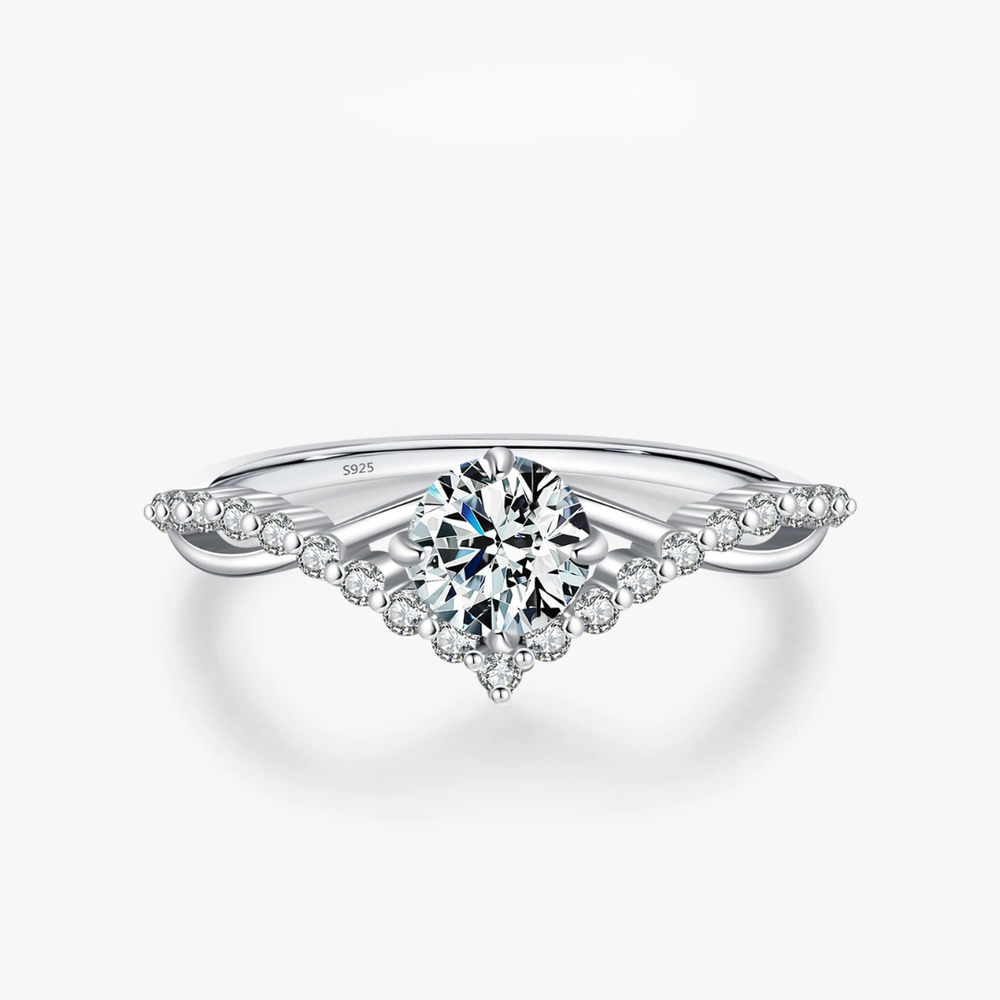 Crown Accent Moissanite Ring