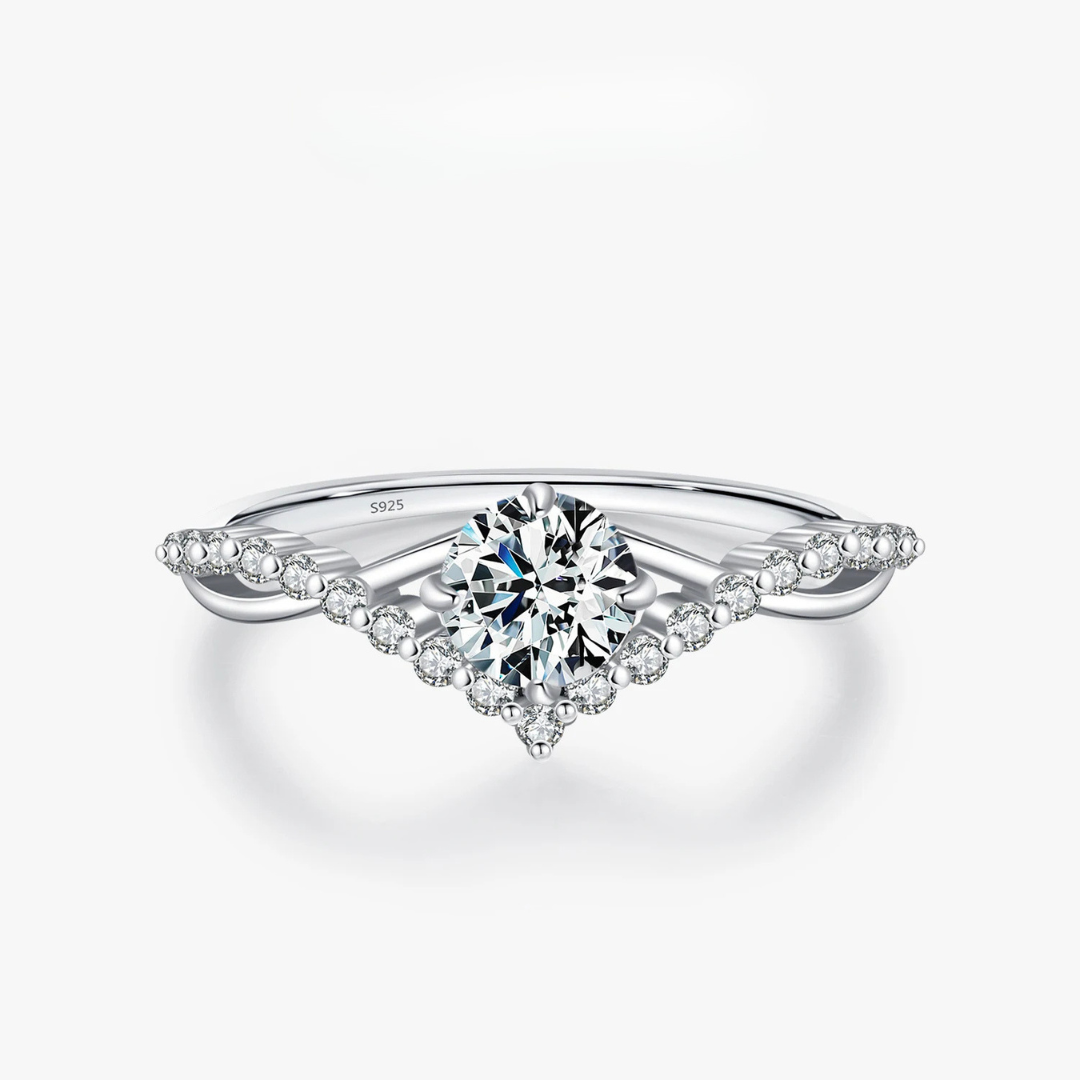 Crown Accent Moissanite Ring