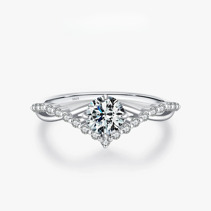 Crown Accent Moissanite Ring