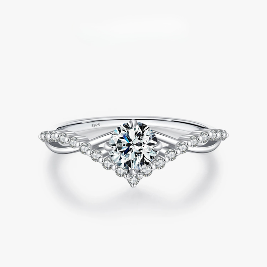 Crown Accent Moissanite Ring