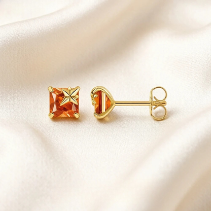 Orange Star Zircon Stud Earrings