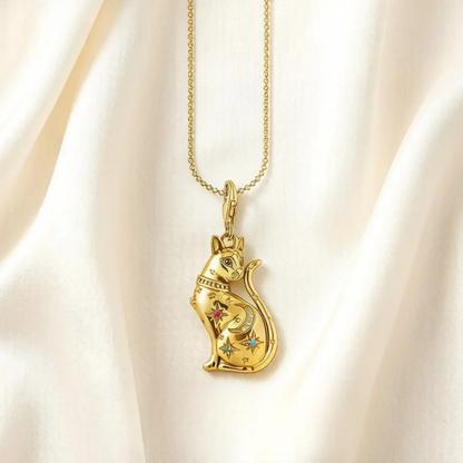 Golden Cat Pendant Necklace