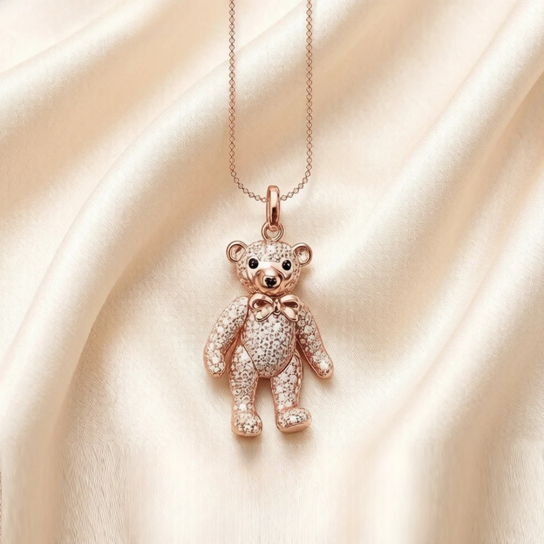 Rose Gold Teddy Bear Necklace