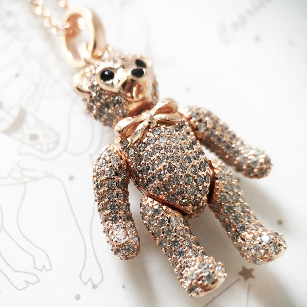 Rose Gold Teddy Bear Necklace