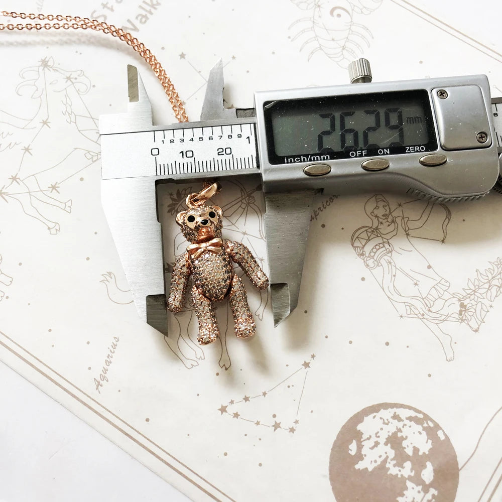 Rose Gold Teddy Bear Necklace