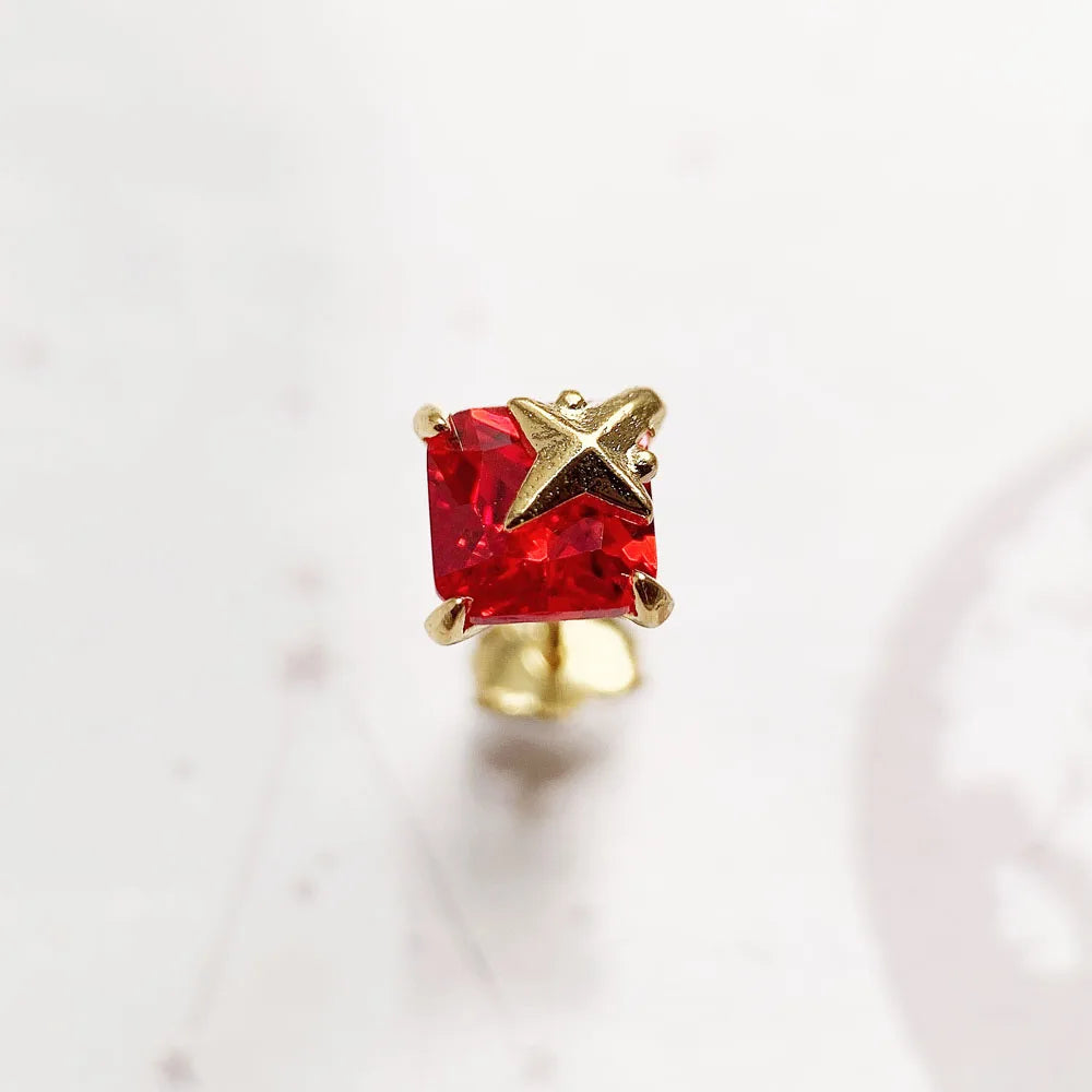 Orange Star Zircon Stud Earrings