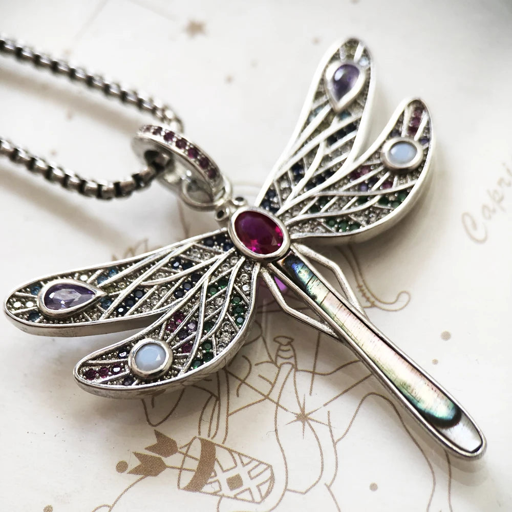 Colourful Dragonfly Pendant Necklace