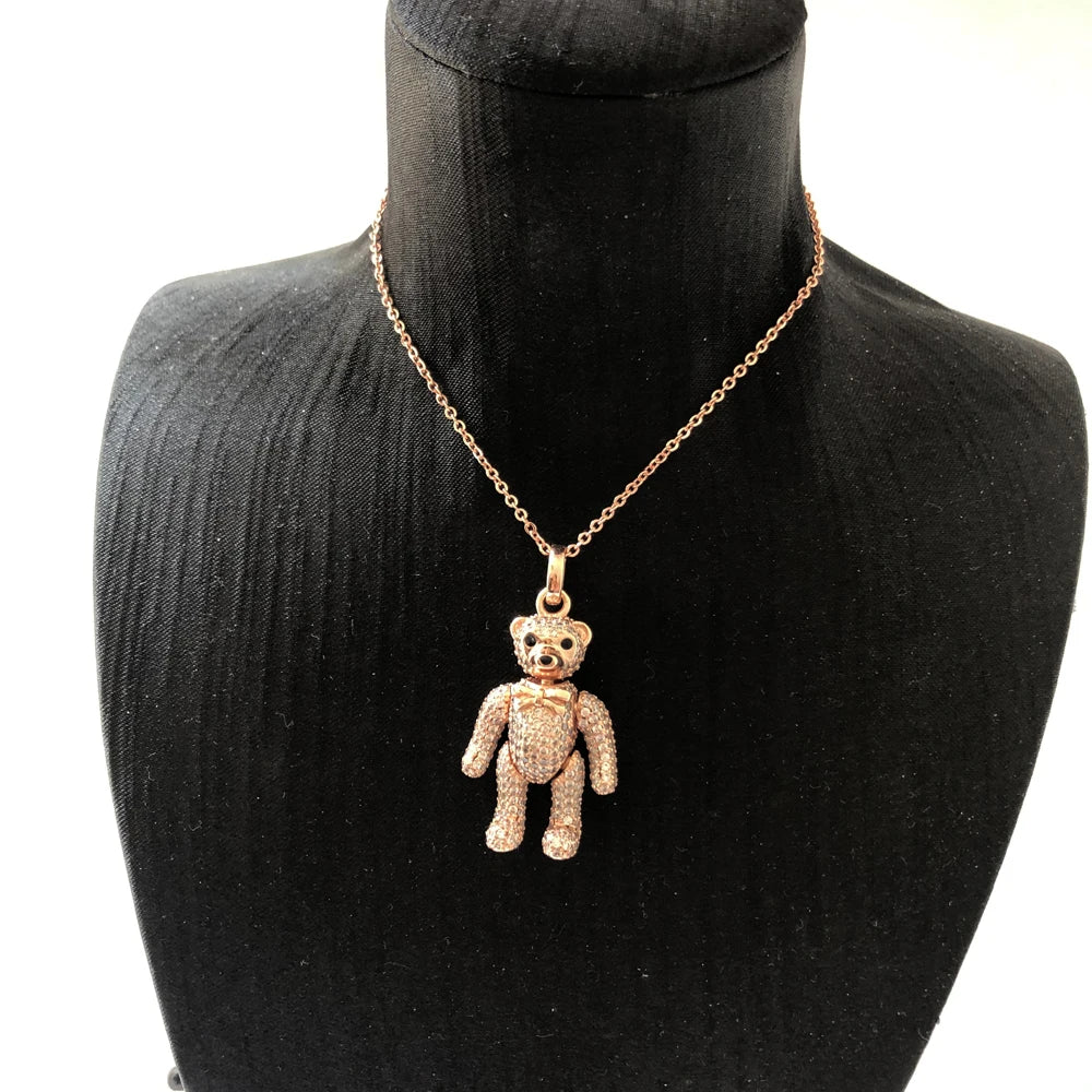 Rose Gold Teddy Bear Necklace