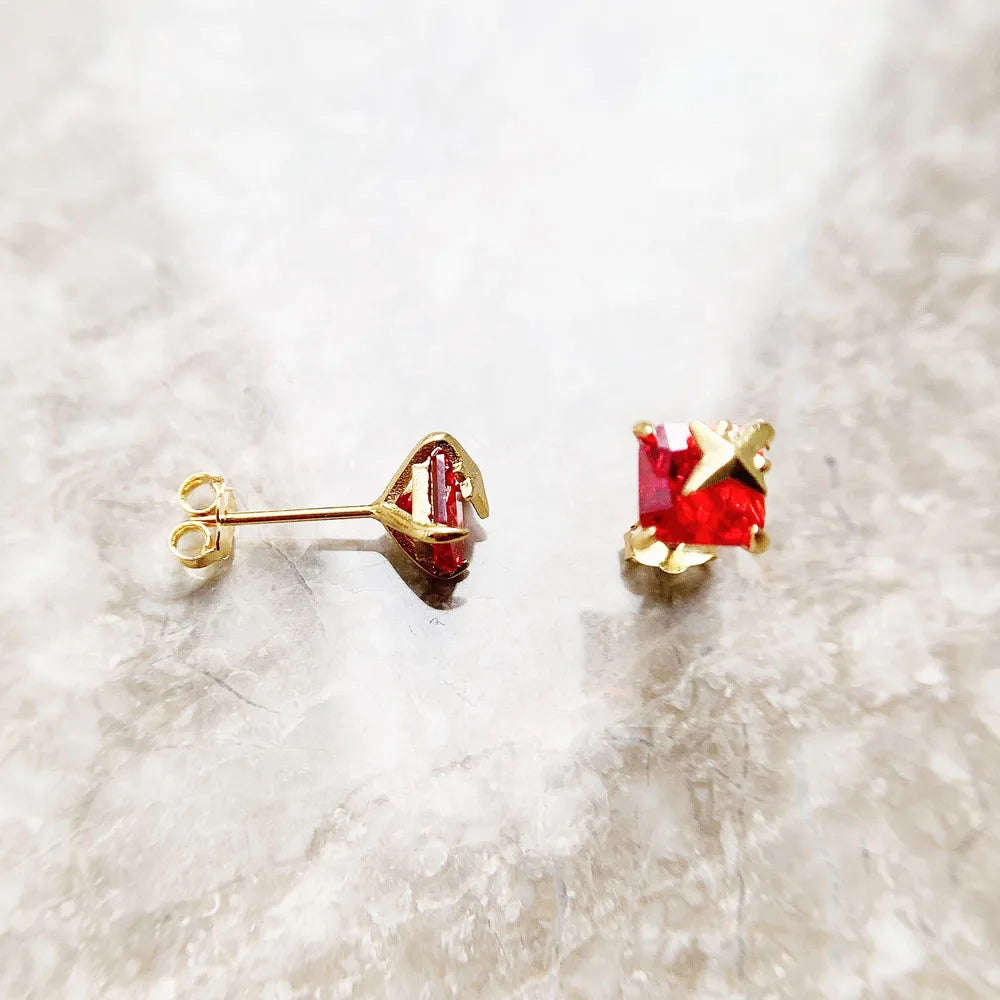 Orange Star Zircon Stud Earrings