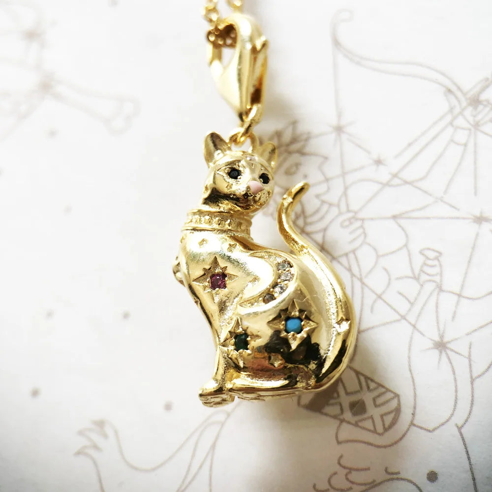 Golden Cat Pendant Necklace