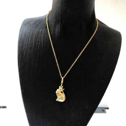 Golden Cat Pendant Necklace