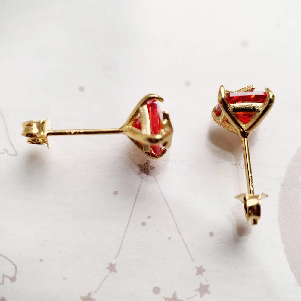 Orange Star Zircon Stud Earrings