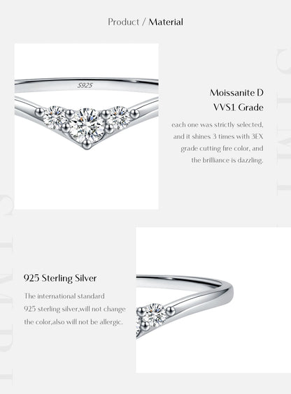 Chevron Moissanite Band Ring