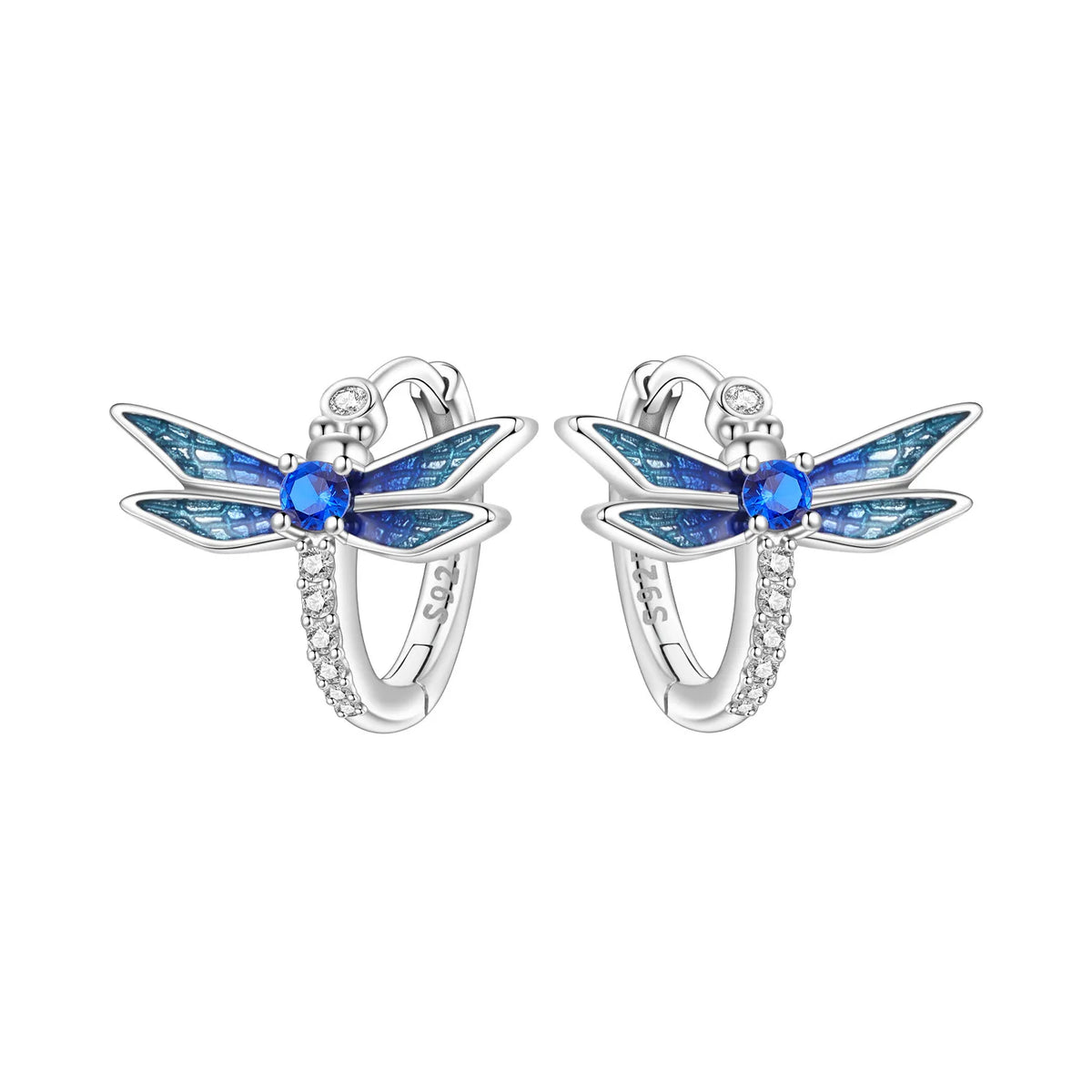Blue Butterfly Sterling Silver Drop Earrings