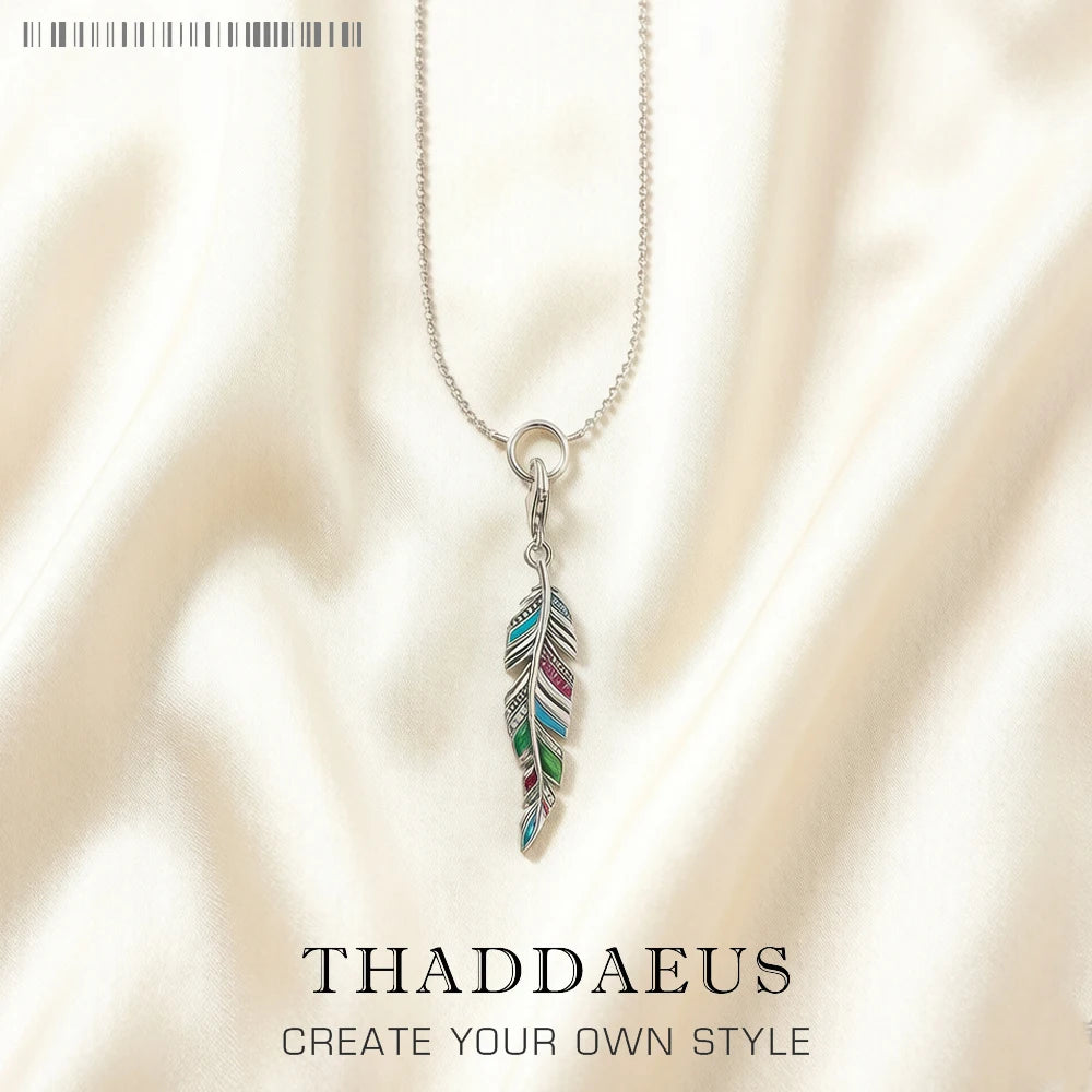 Colorful Feather Pendant Necklace