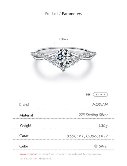 Crown Accent Moissanite Ring