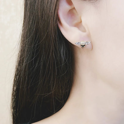 Bee Dancer Sterling Silver Stud Earrings