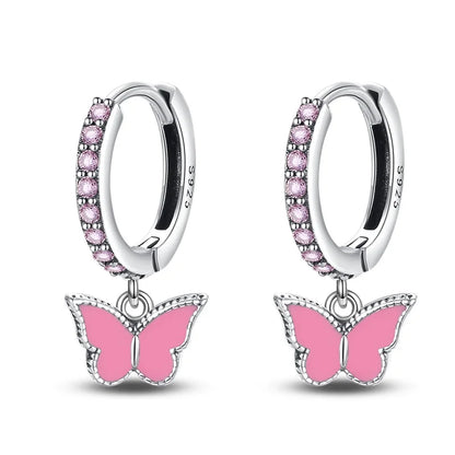 Blue Butterfly Sterling Silver Drop Earrings