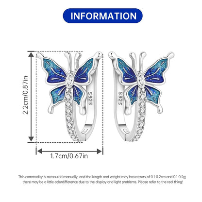 Blue Butterfly Sterling Silver Drop Earrings