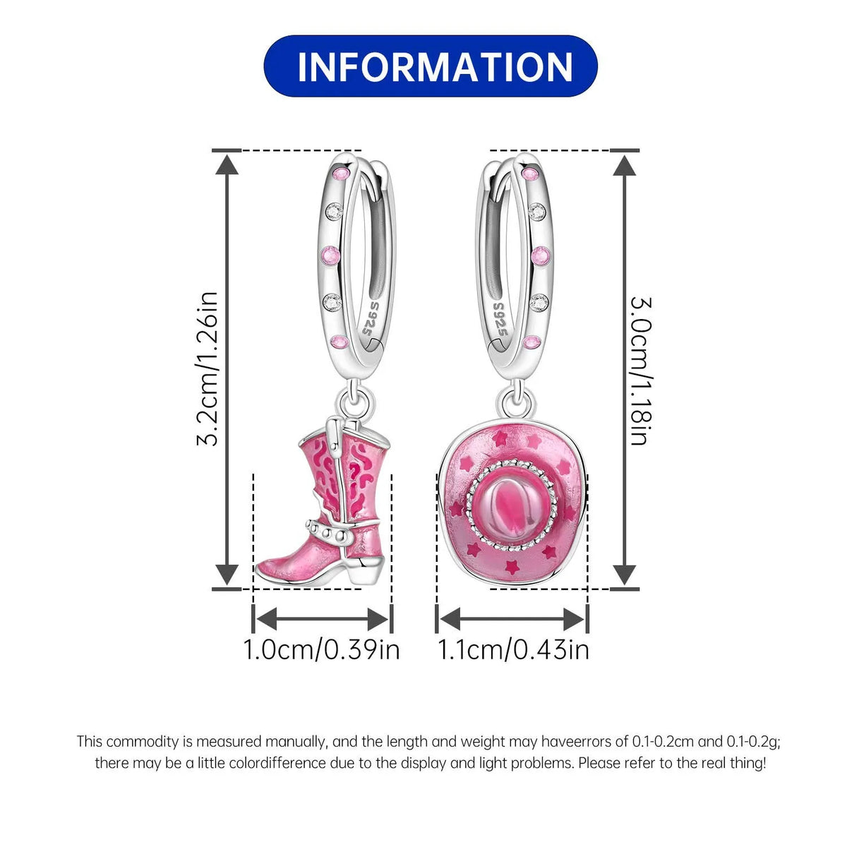 Pink Cowboy Hat & Boots Drop Earrings