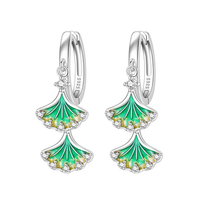 Iris Flower Sterling Silver Drop Earrings