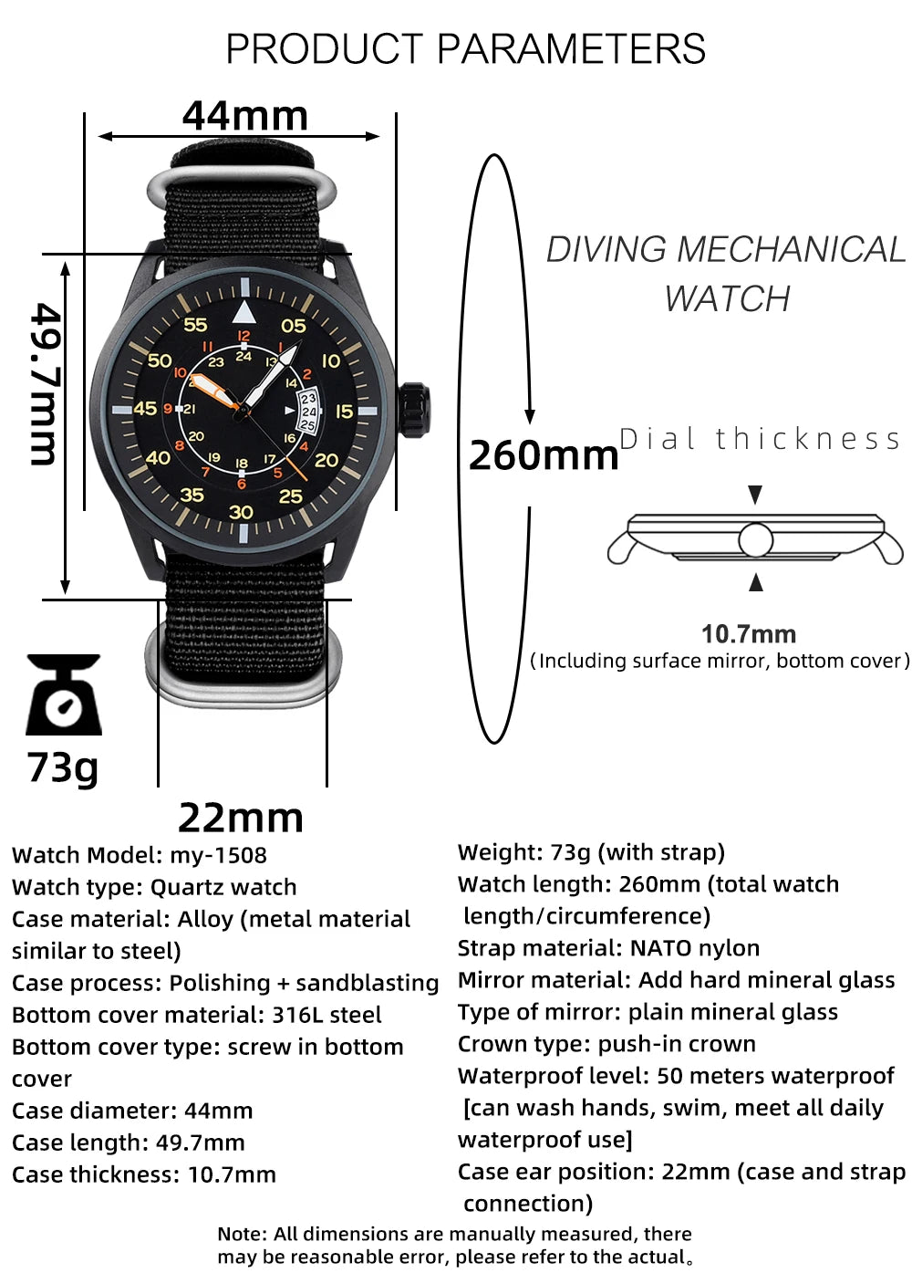 ADDIESDIVE MY1508 Field Quartz Watch