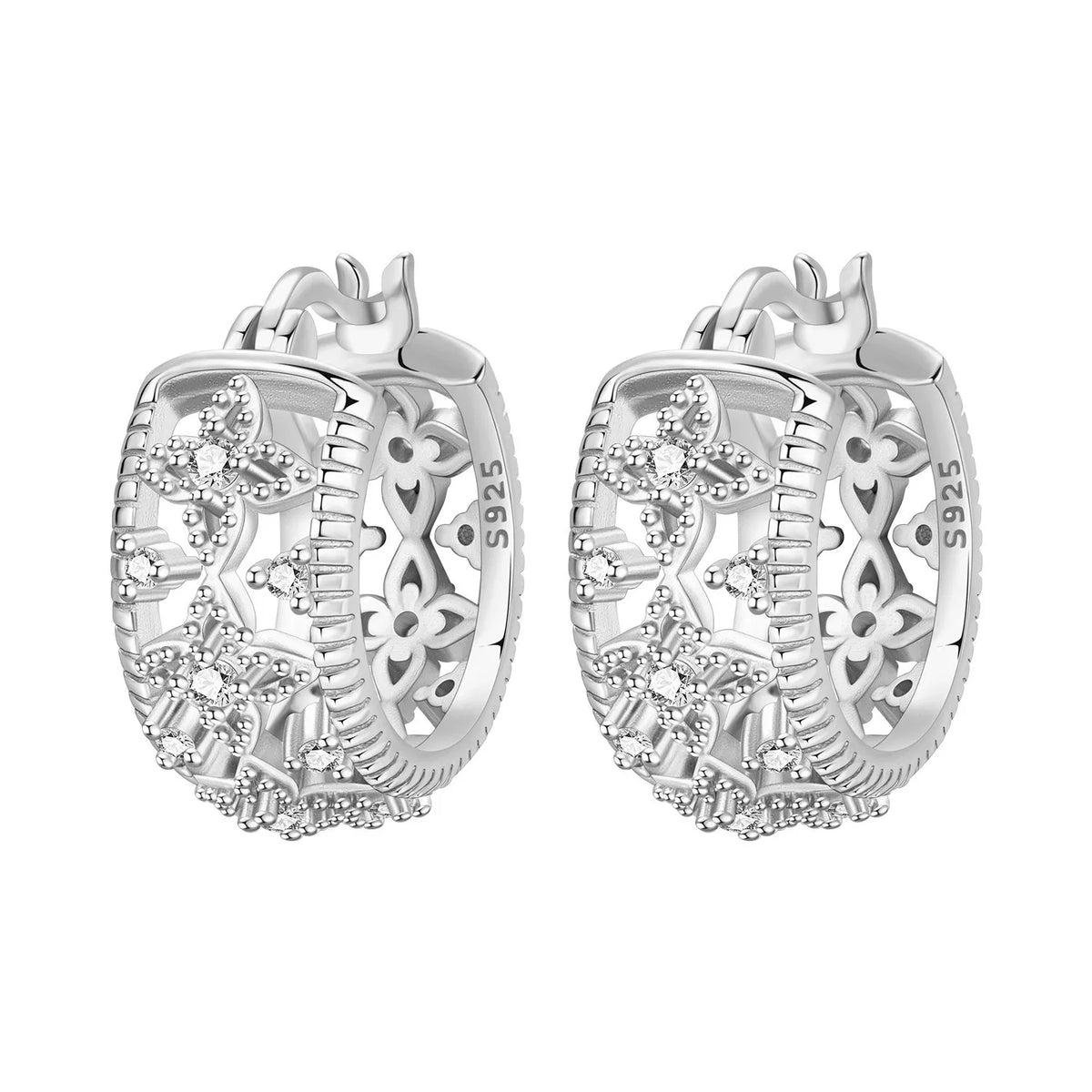 Purple Iris S925 Hoop Earrings