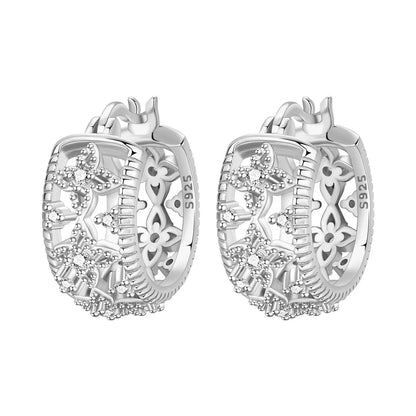 Purple Iris S925 Hoop Earrings