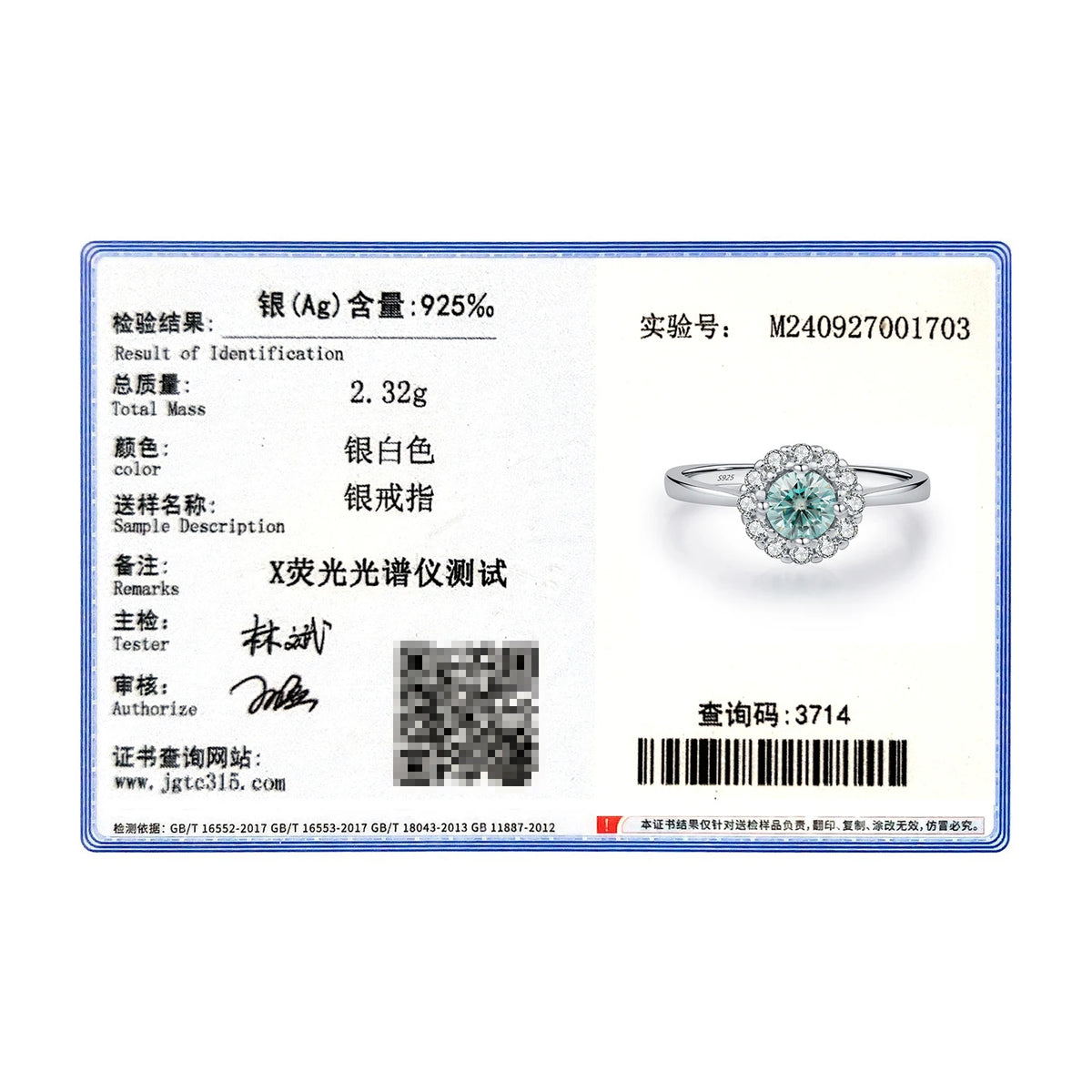 Teal Halo Moissanite Ring