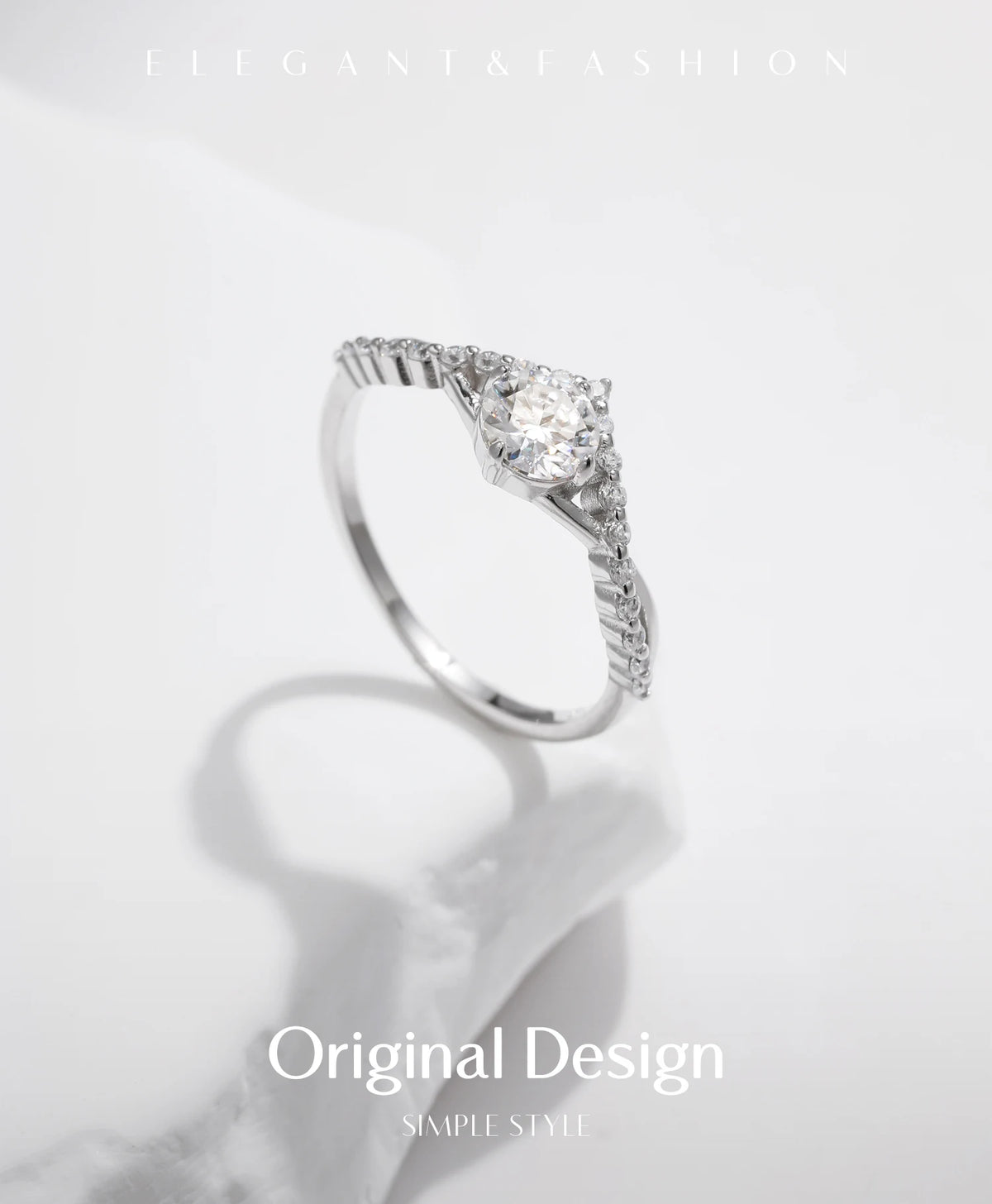 Crown Accent Moissanite Ring