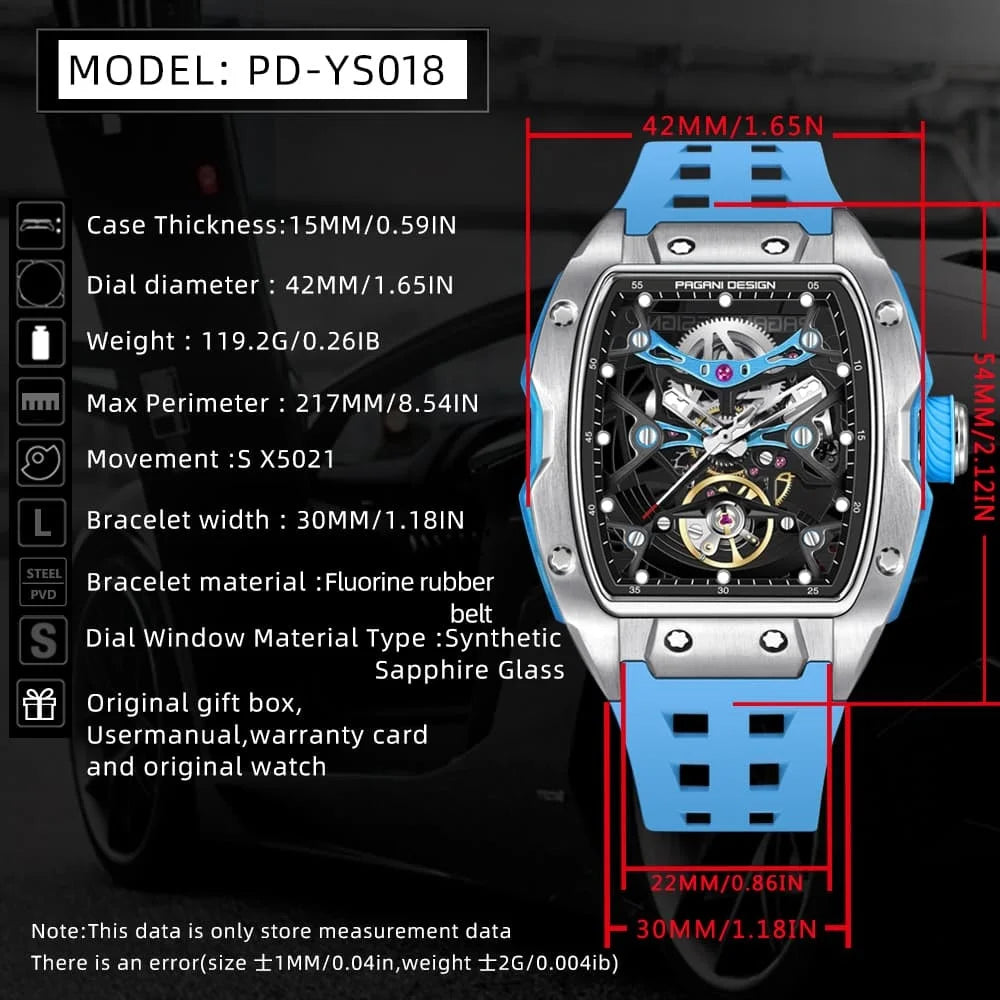 PAGANI DESIGN Tonneau Skeleton Automatic Watch