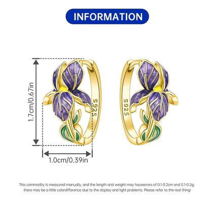 Purple Iris S925 Hoop Earrings