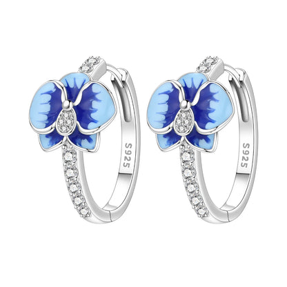 Purple Iris S925 Hoop Earrings