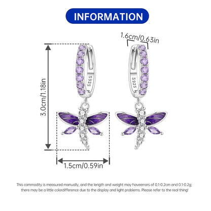 Iris Flower Sterling Silver Drop Earrings