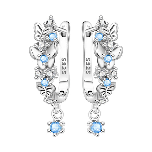Blue Butterfly Sterling Silver Drop Earrings