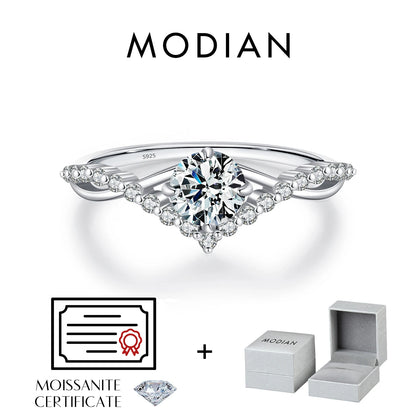 Crown Accent Moissanite Ring