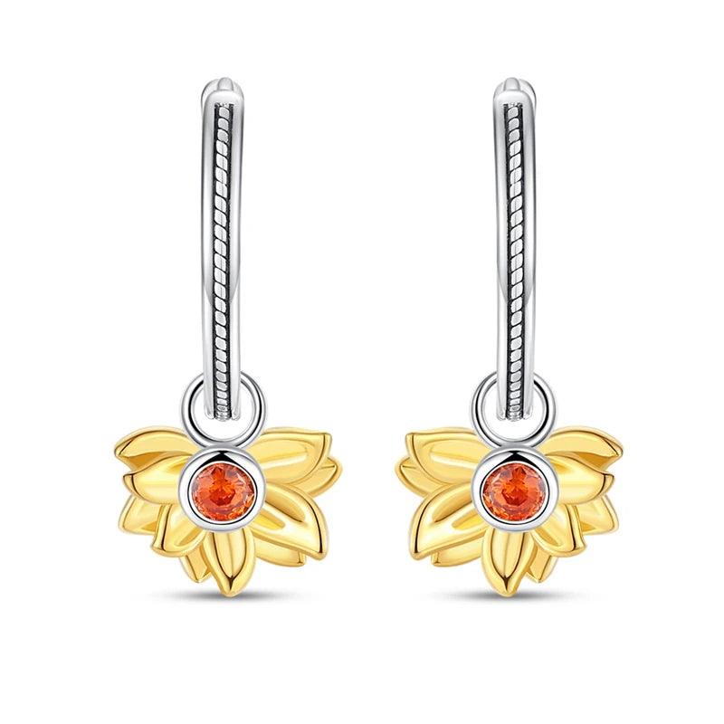 Iris Flower Sterling Silver Drop Earrings