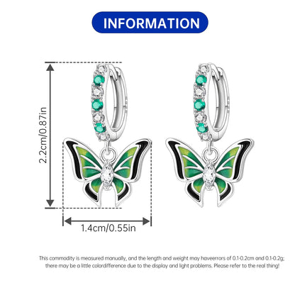 Blue Butterfly Sterling Silver Drop Earrings