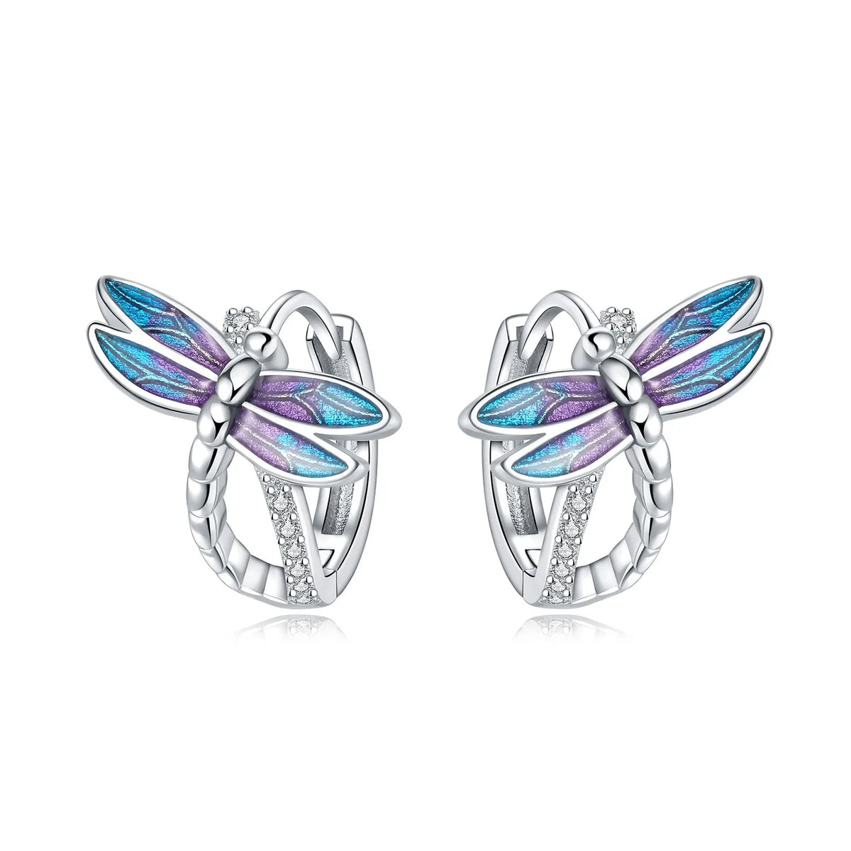 Blue Butterfly Sterling Silver Drop Earrings