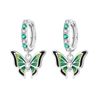Iris Flower Sterling Silver Drop Earrings