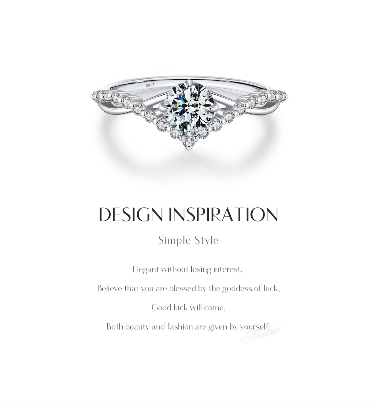 Crown Accent Moissanite Ring