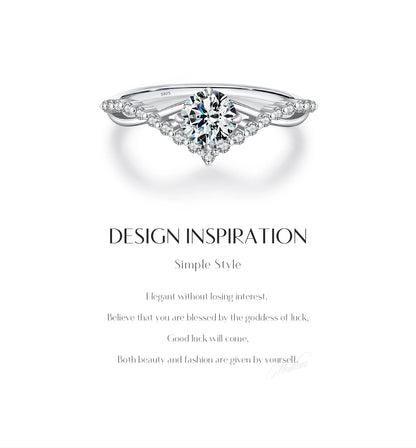 Crown Accent Moissanite Ring