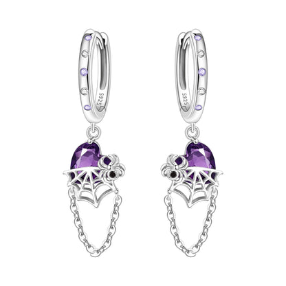 Purple Clover Sterling Silver Drop Earrings