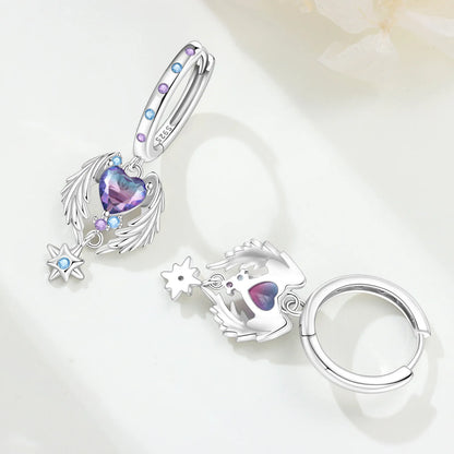 Purple Clover Sterling Silver Drop Earrings