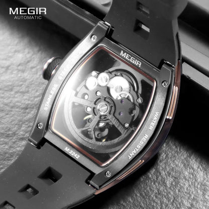 MEGIR 2242 Blue Skeleton Automatic Watch