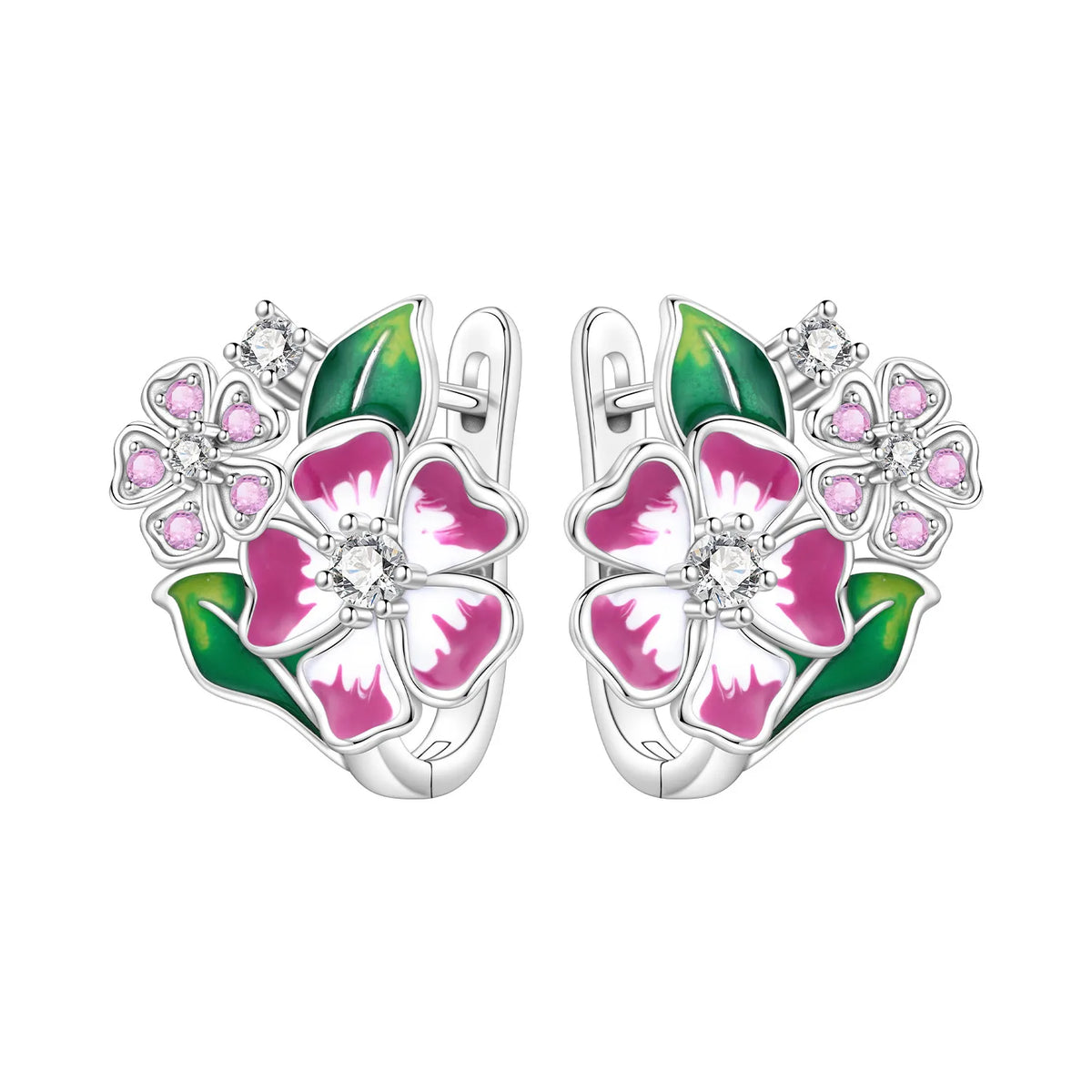 Purple Iris S925 Hoop Earrings